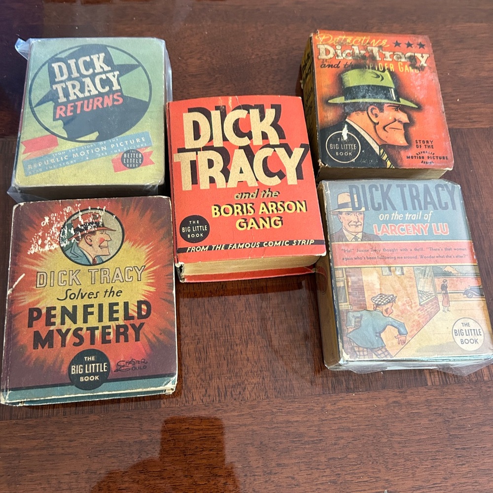 Dick Tracy Big Little Book Collection of five titles circa 1940s vintage